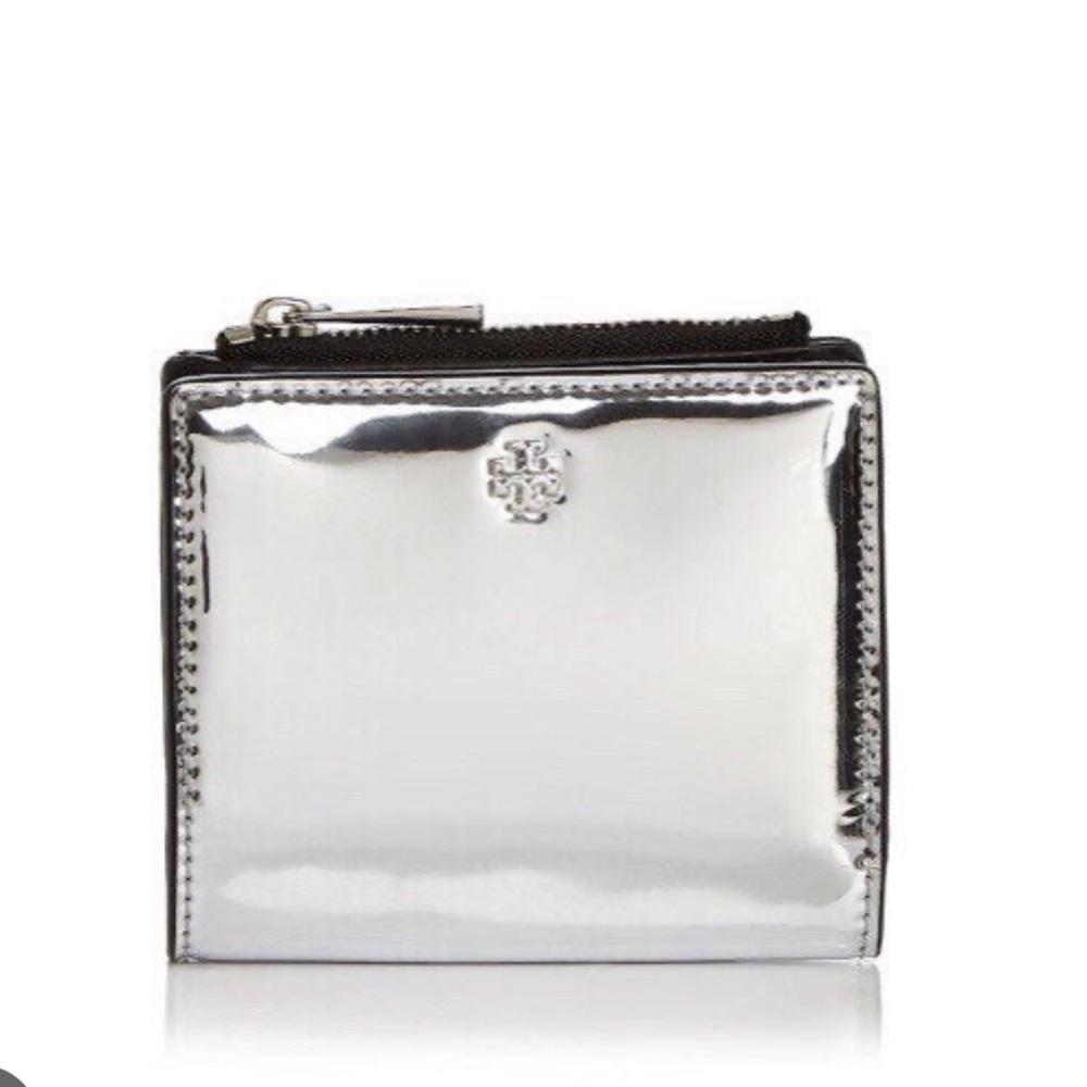 Tory Burch Shiny Silver Wallet